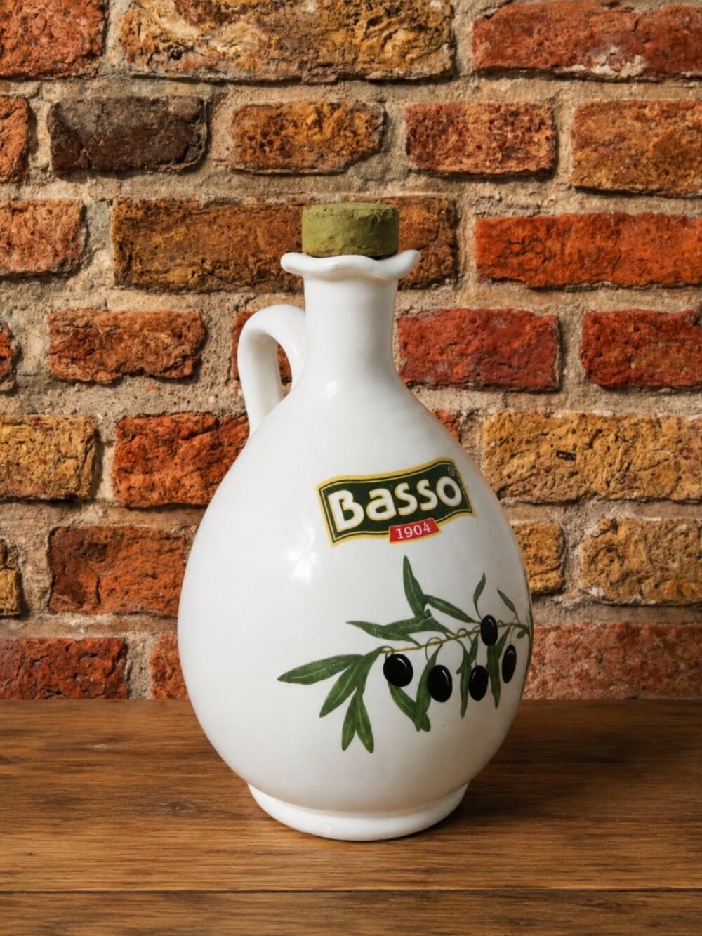 Basso 1904 Italian Ceramic Olive Oil Bottle by Benegiamo Handcrafted Italy